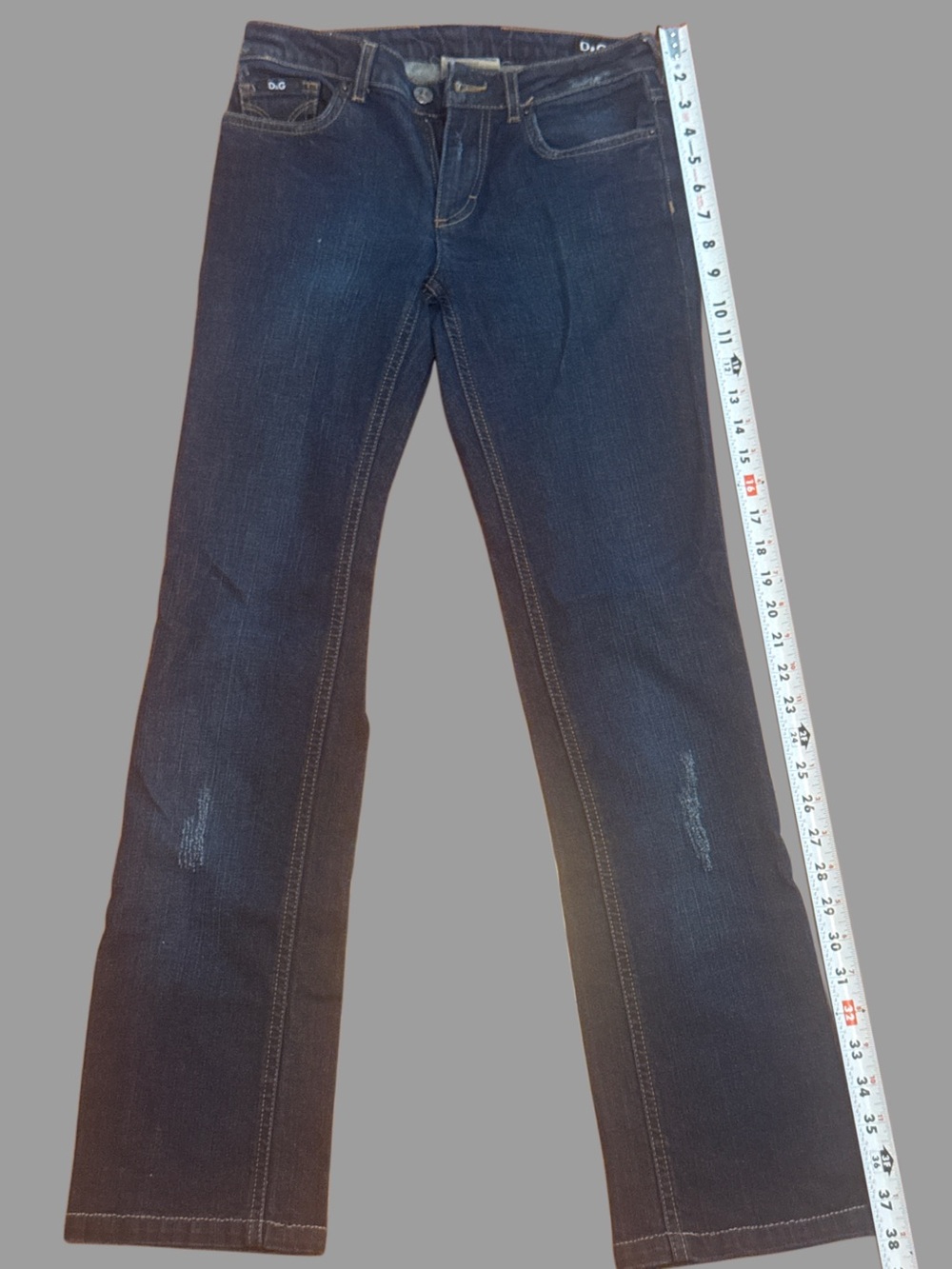D&G Dolce & Gabbana Dark Wash Straight Leg Jeans Size 26 Distressed Italy
